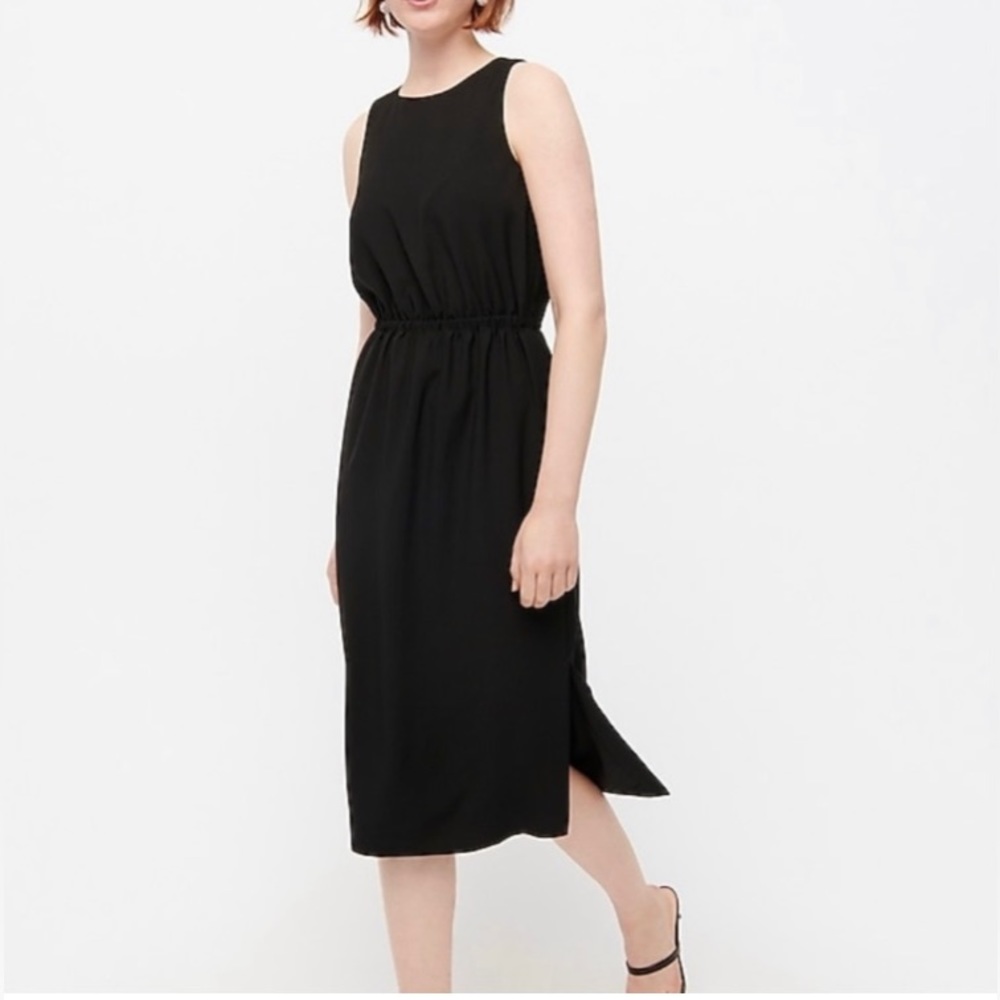 J.Crew Black Button-Back Elastic Waist Cocktail Dress